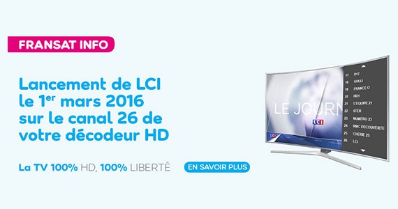 LCI rejoint le bouquet satellite TNT HD de Fransat